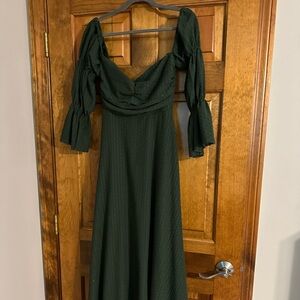 Corrine tiered sleeve maxi dress with pockets in Hunter Green - bump friendly